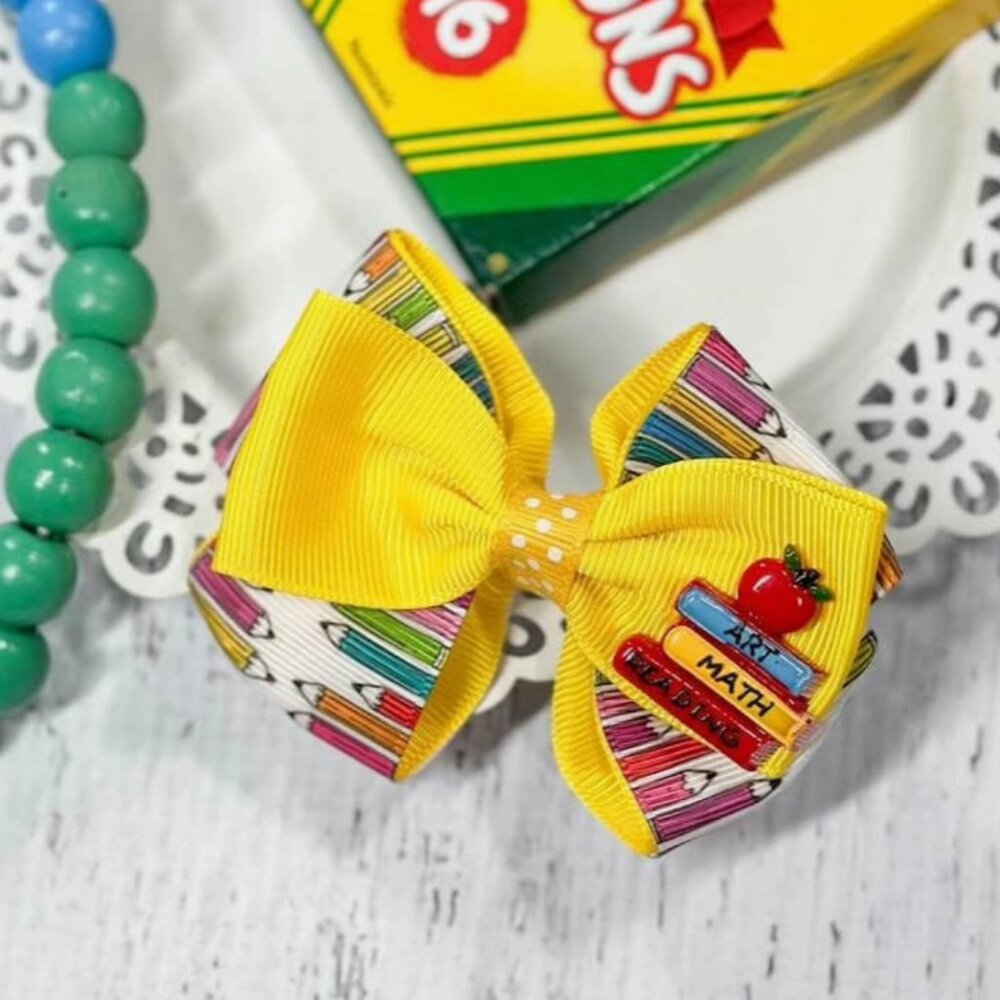 Back to School Hair Clip - School Books and Pencils